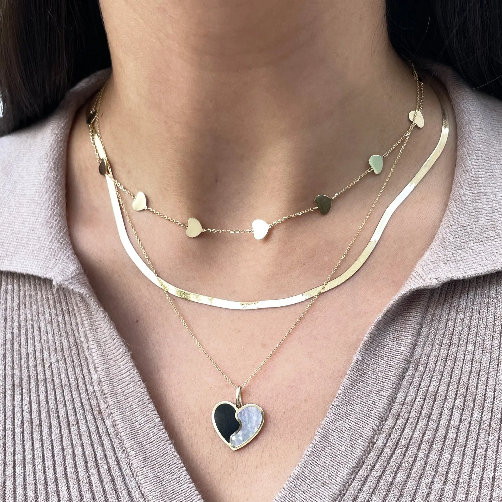 Gold Heart Station Necklace