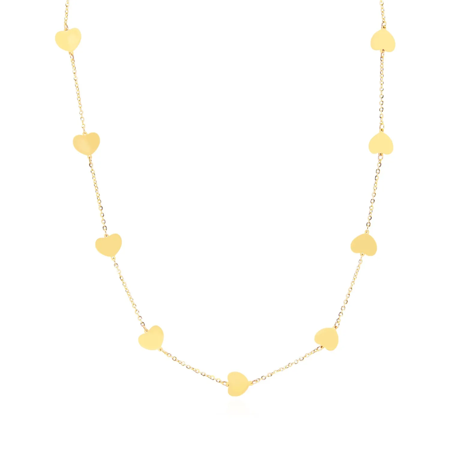 Gold Heart Station Necklace