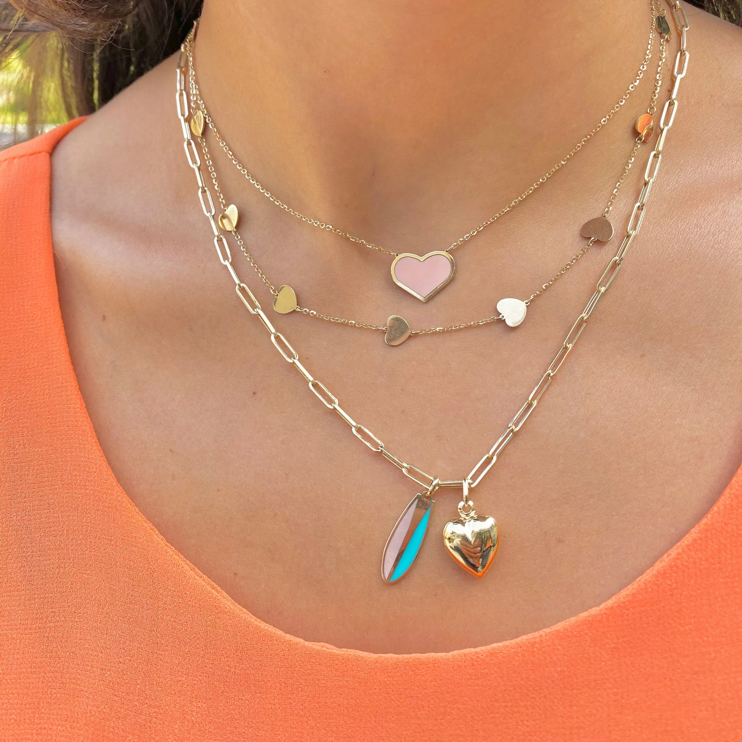 Gold Heart Station Necklace