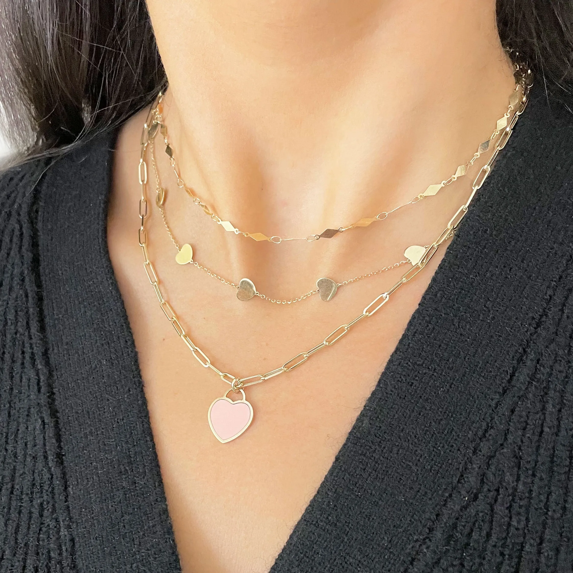 Gold Heart Station Necklace