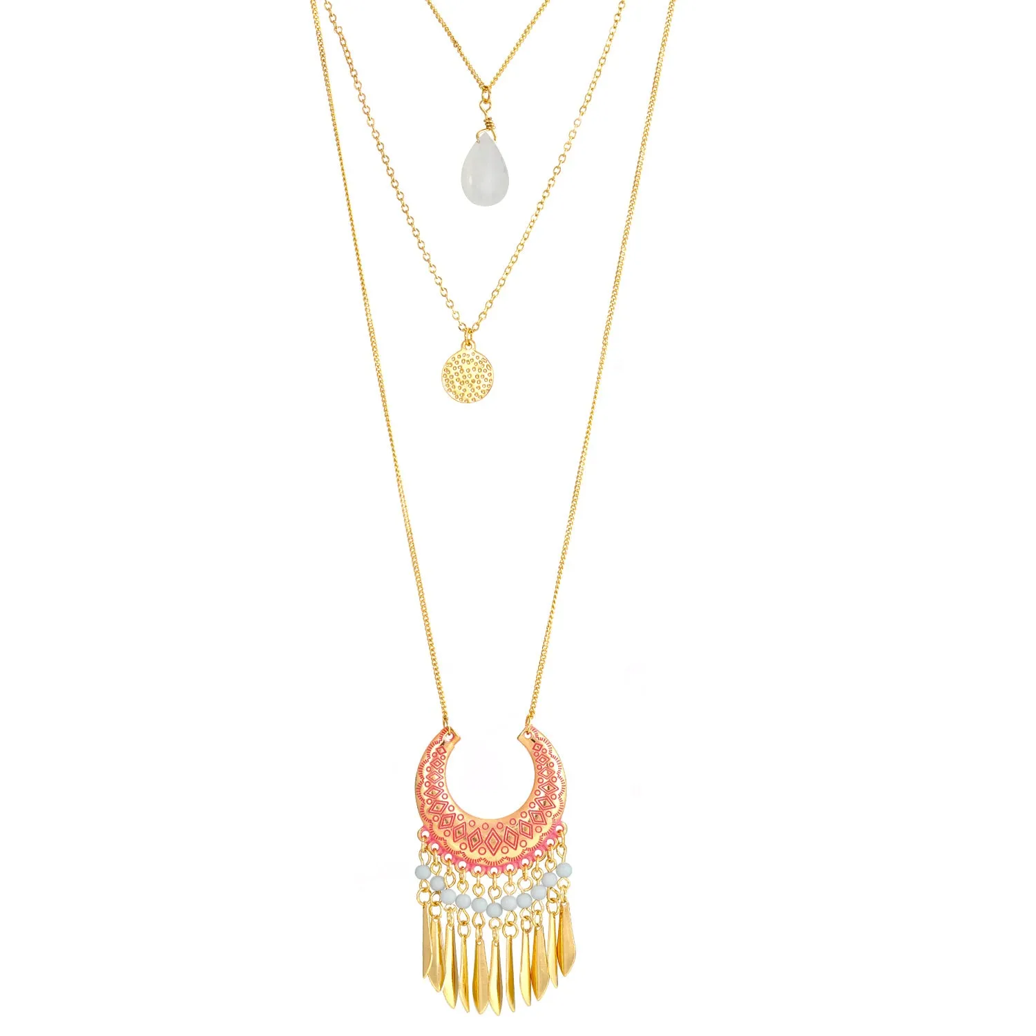 GOLD LAYERED  NECKLACES #SQ321-163028X (IH24)