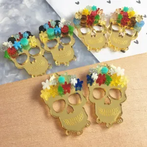 Gold Mexican Skulls / Day of the dead / Sugar Skulls / 12 Pieces, 50mm