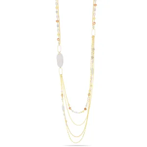 GOLD MIX BEADS LAYERED  NECKLACES #QN13141GLD NAT (Showroom)