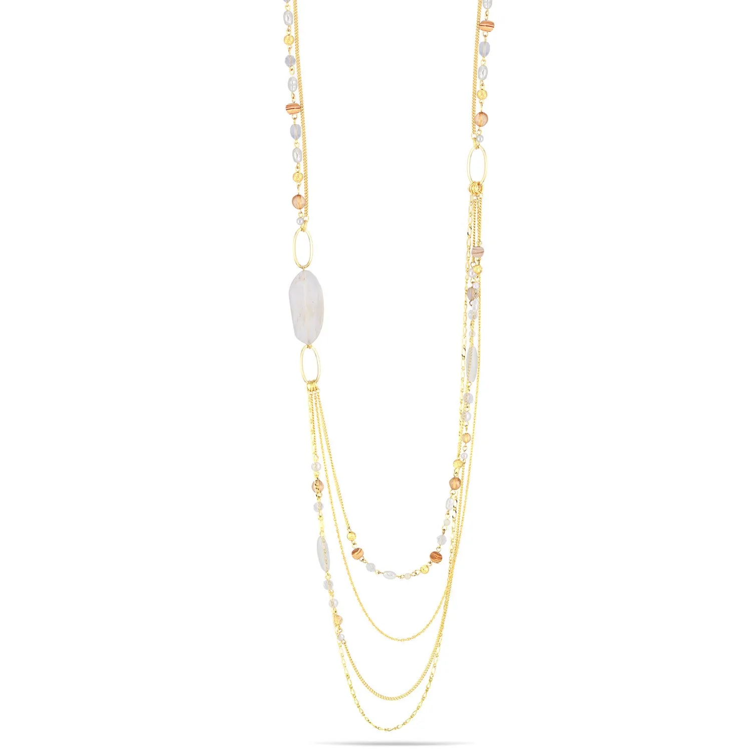 GOLD MIX BEADS LAYERED  NECKLACES #QN13141GLD NAT (Showroom)
