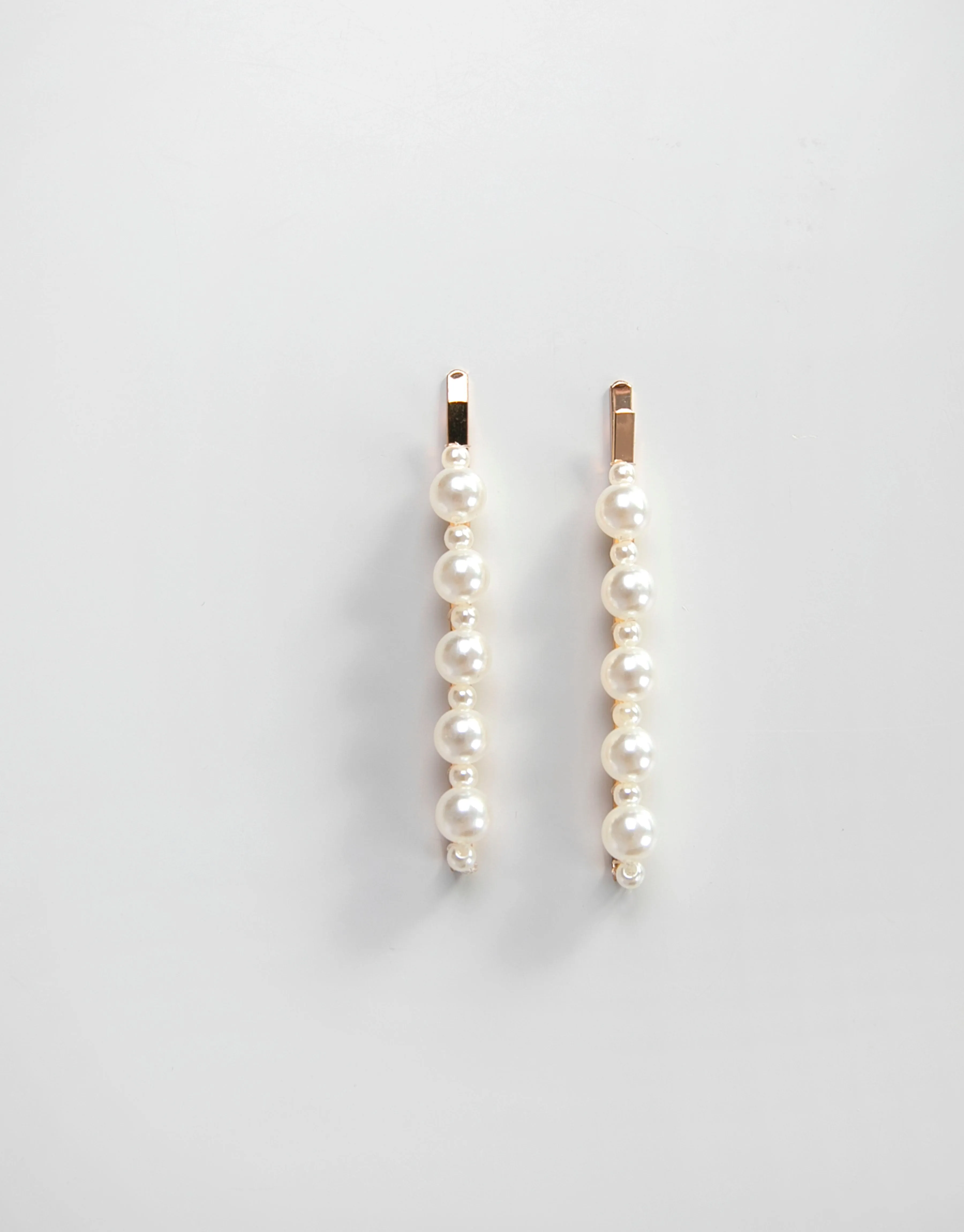 Gold Pearl Hair Clip Set - Timeless Elegance with Alternating Pearls