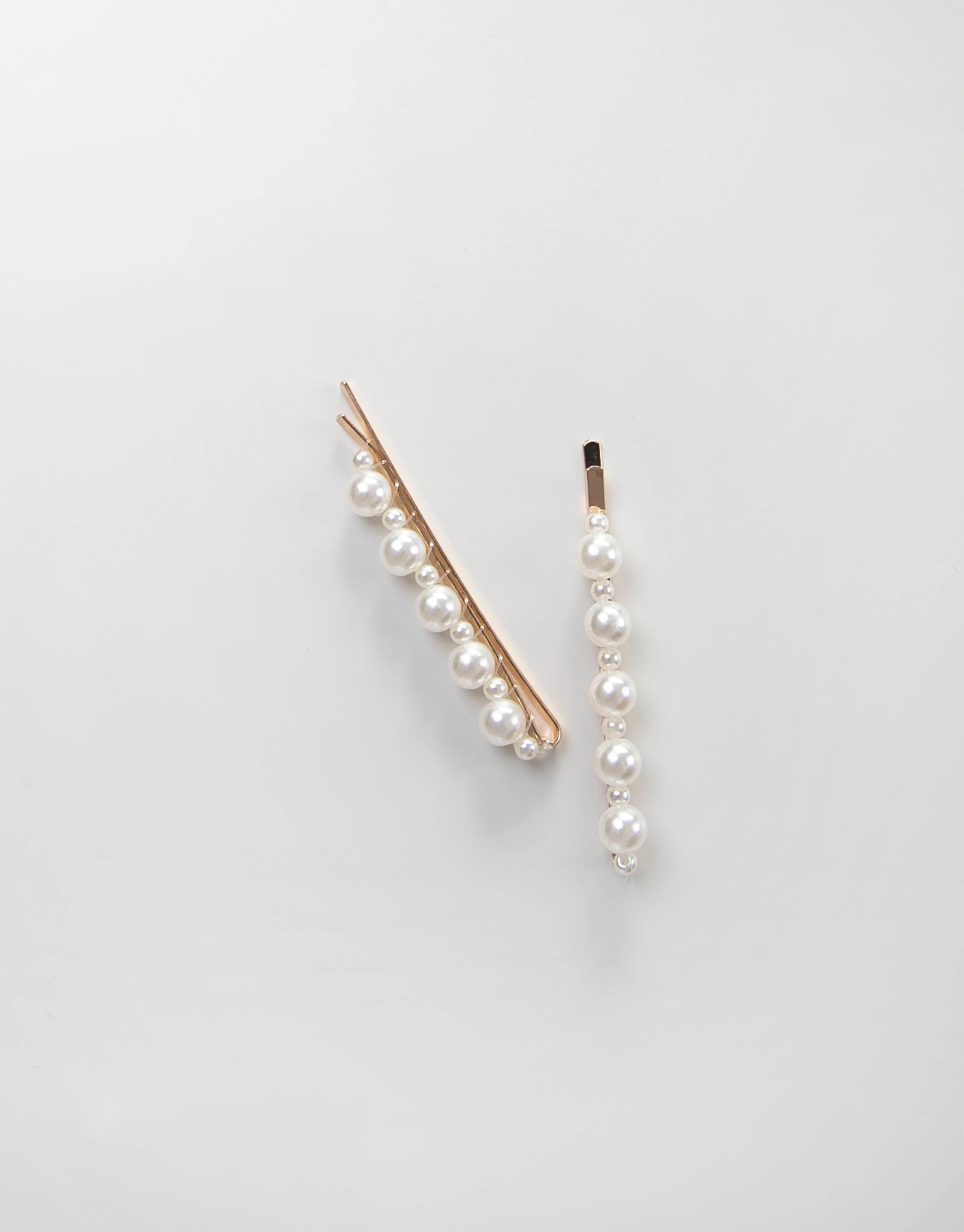 Gold Pearl Hair Clip Set - Timeless Elegance with Alternating Pearls
