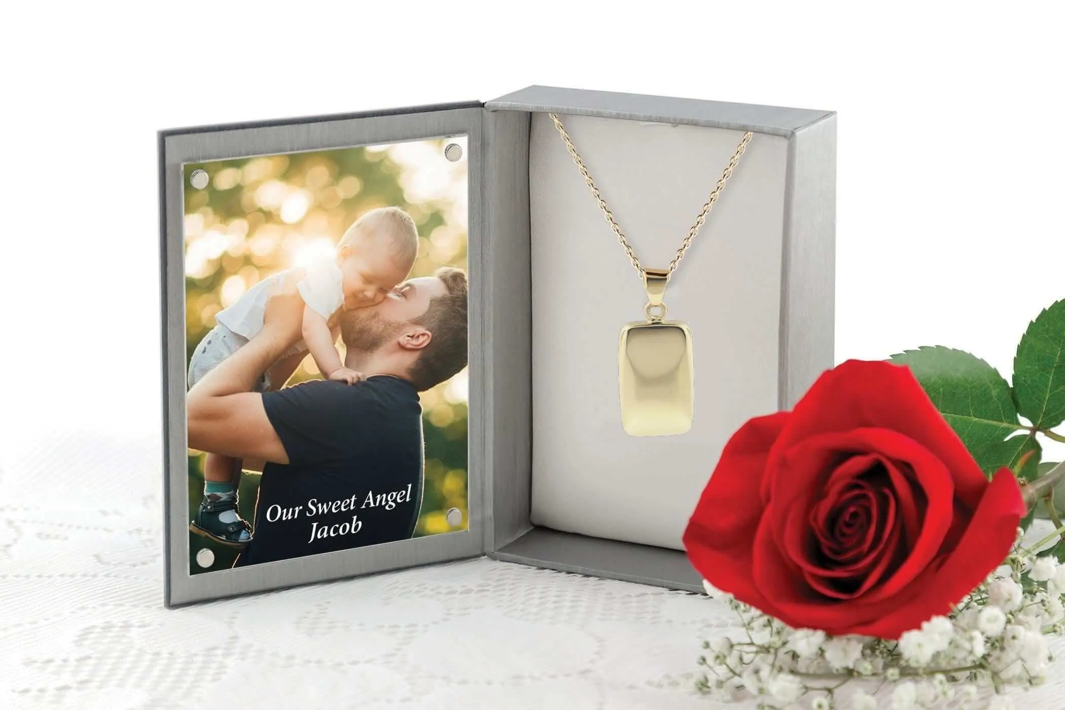 Gold Rectangle Pendant Urn (10K)