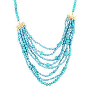 GOLD TURQUOISE MULTI LAYERED NECKLACE #FW1403955 (HC3/H SEC)