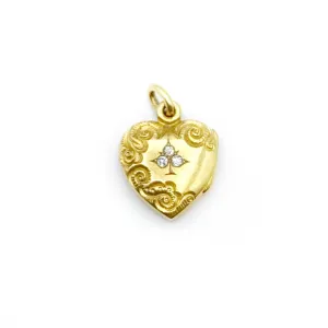 Golden Heart with a Diamond Clover
