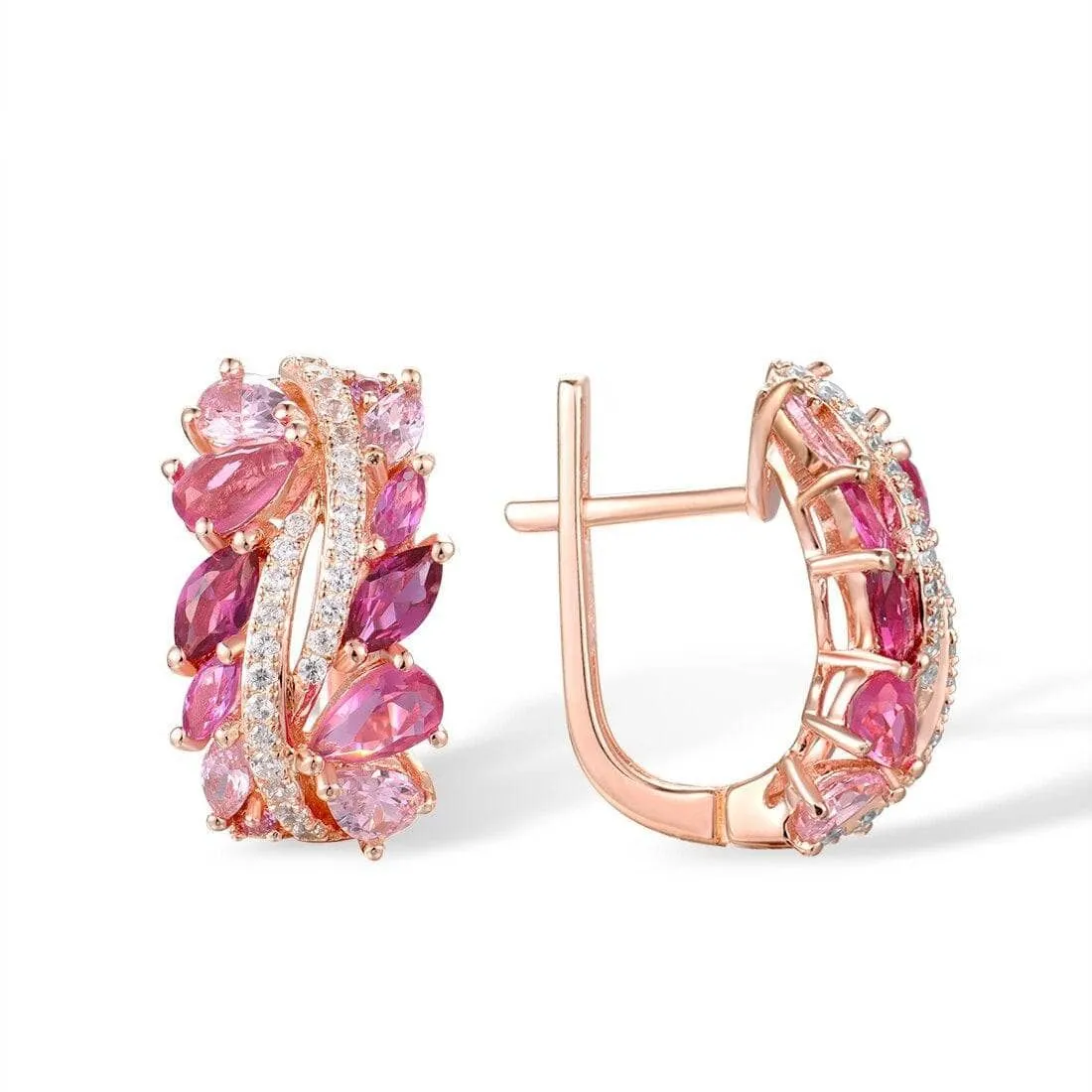 Gorgeous Pink Sapphire & Clear Diamond Jewelry Set