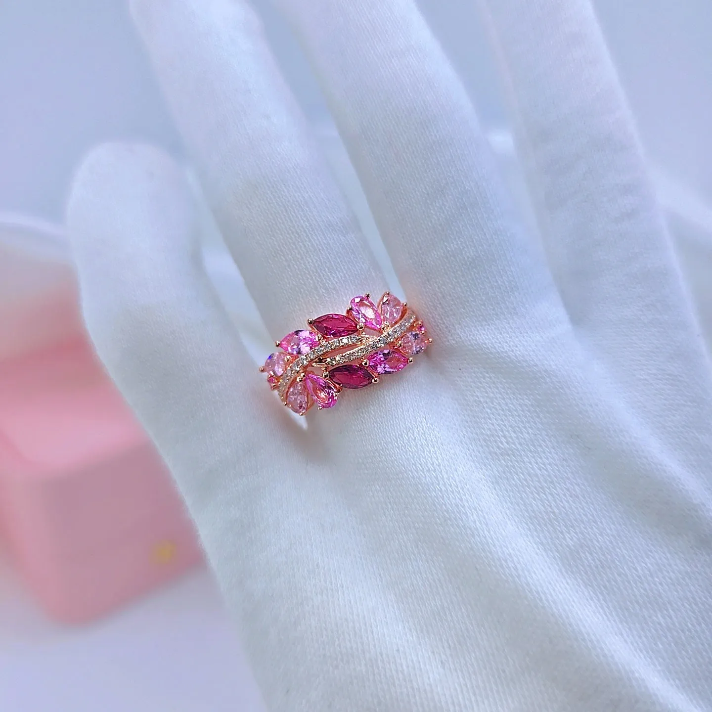Gorgeous Pink Sapphire & Clear Diamond Jewelry Set