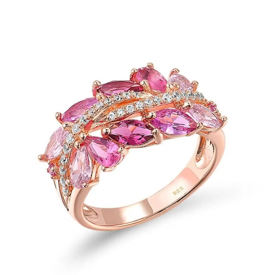 Gorgeous Pink Sapphire & Clear Diamond Jewelry Set
