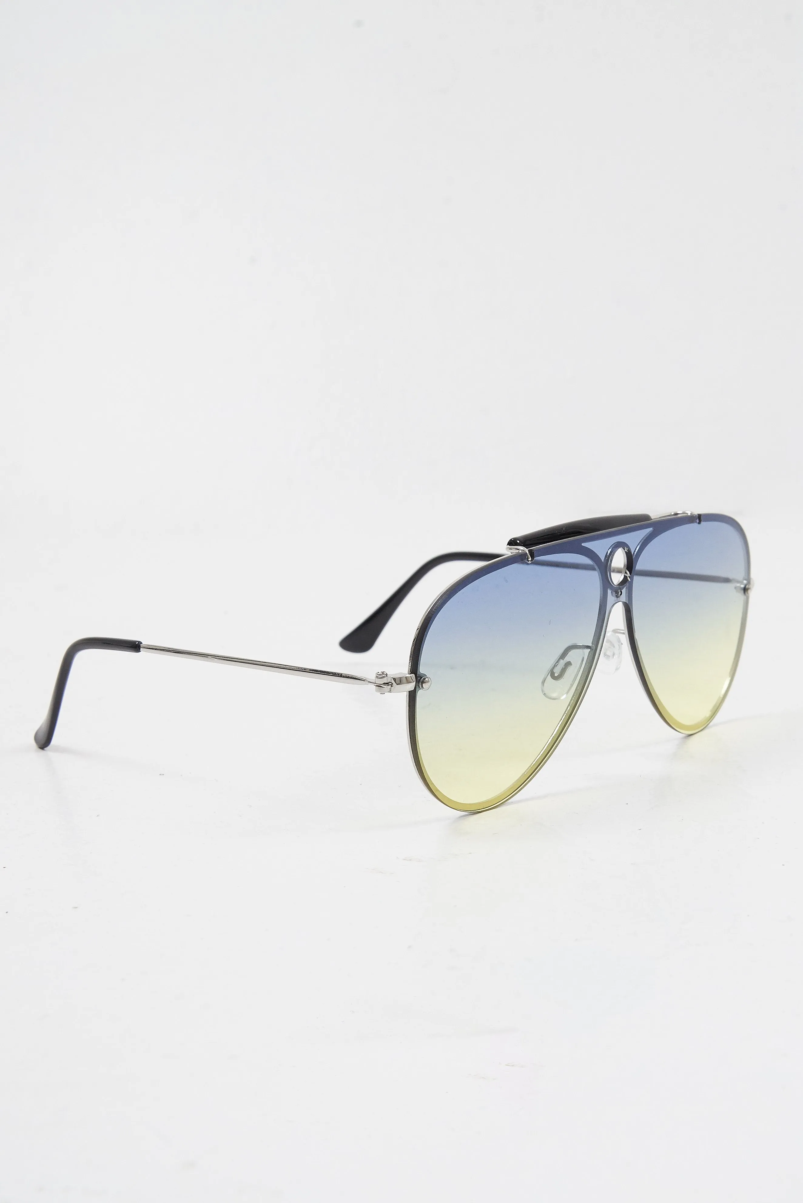 Green Blue Tinted Bar Aviator Sunglasses - Attie