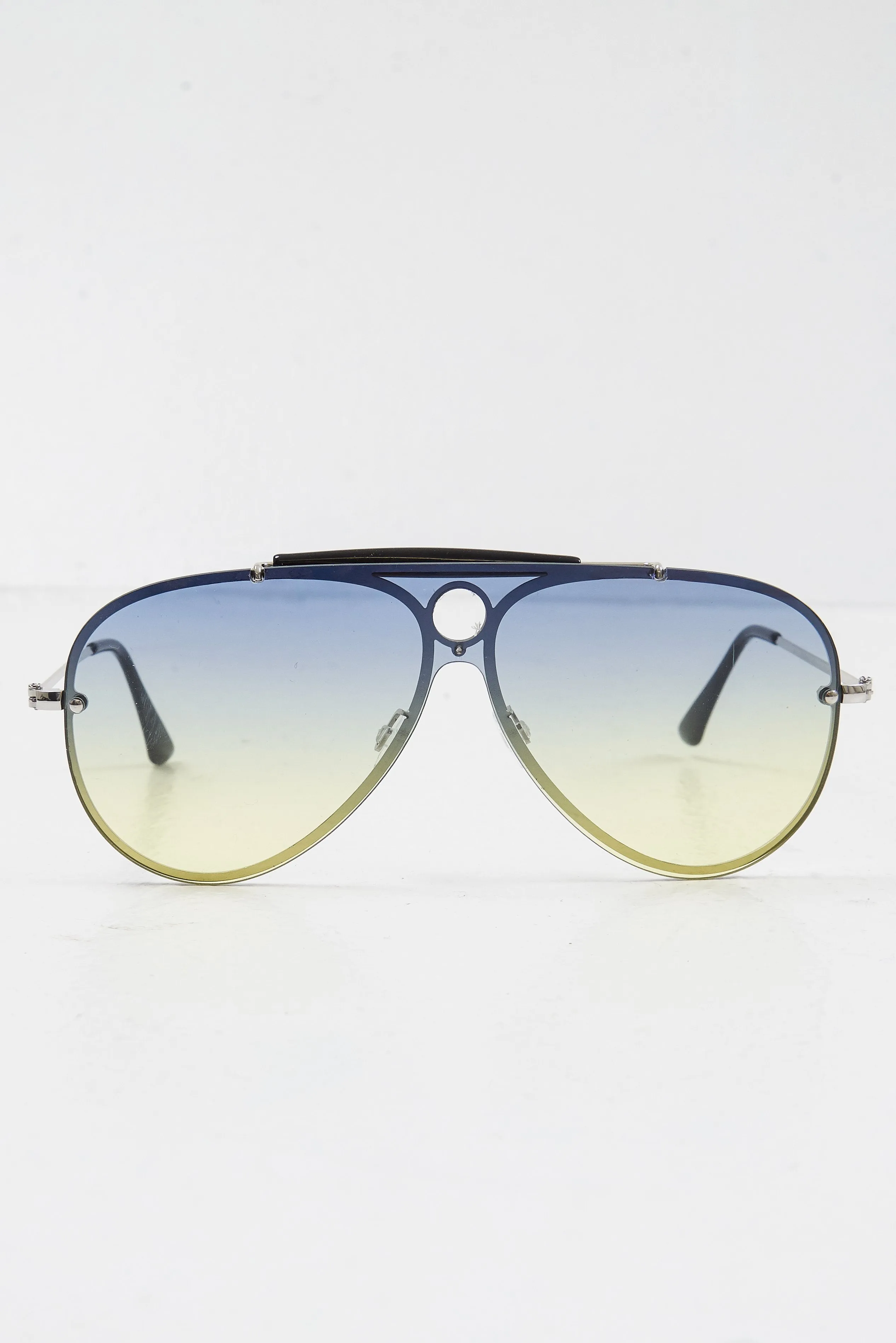 Green Blue Tinted Bar Aviator Sunglasses - Attie
