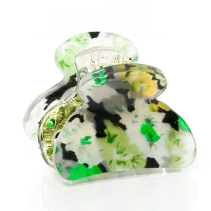 Green Floral Print Mini Acrylic Plastic Claw - Pair