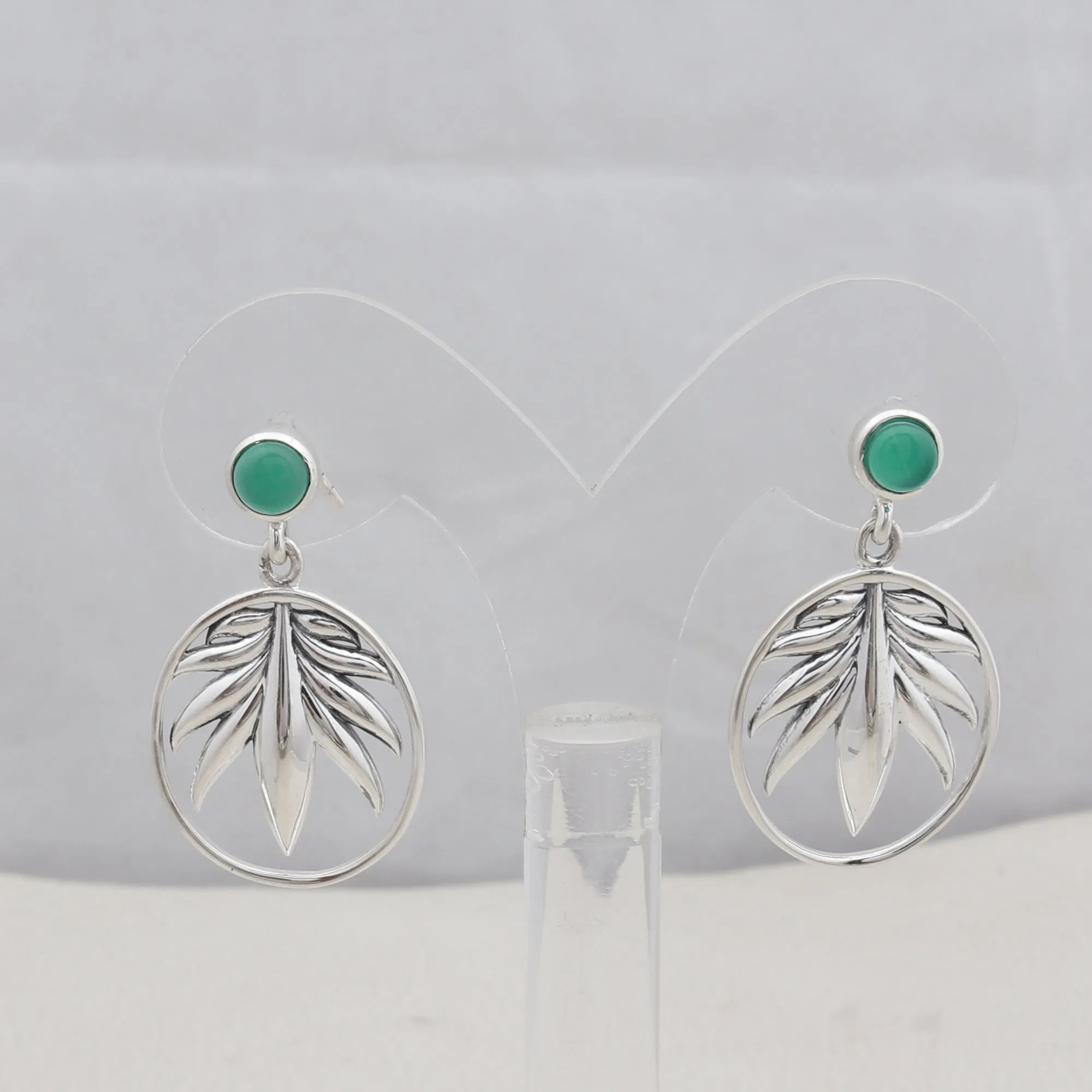 Green Onyx Silver Earrings