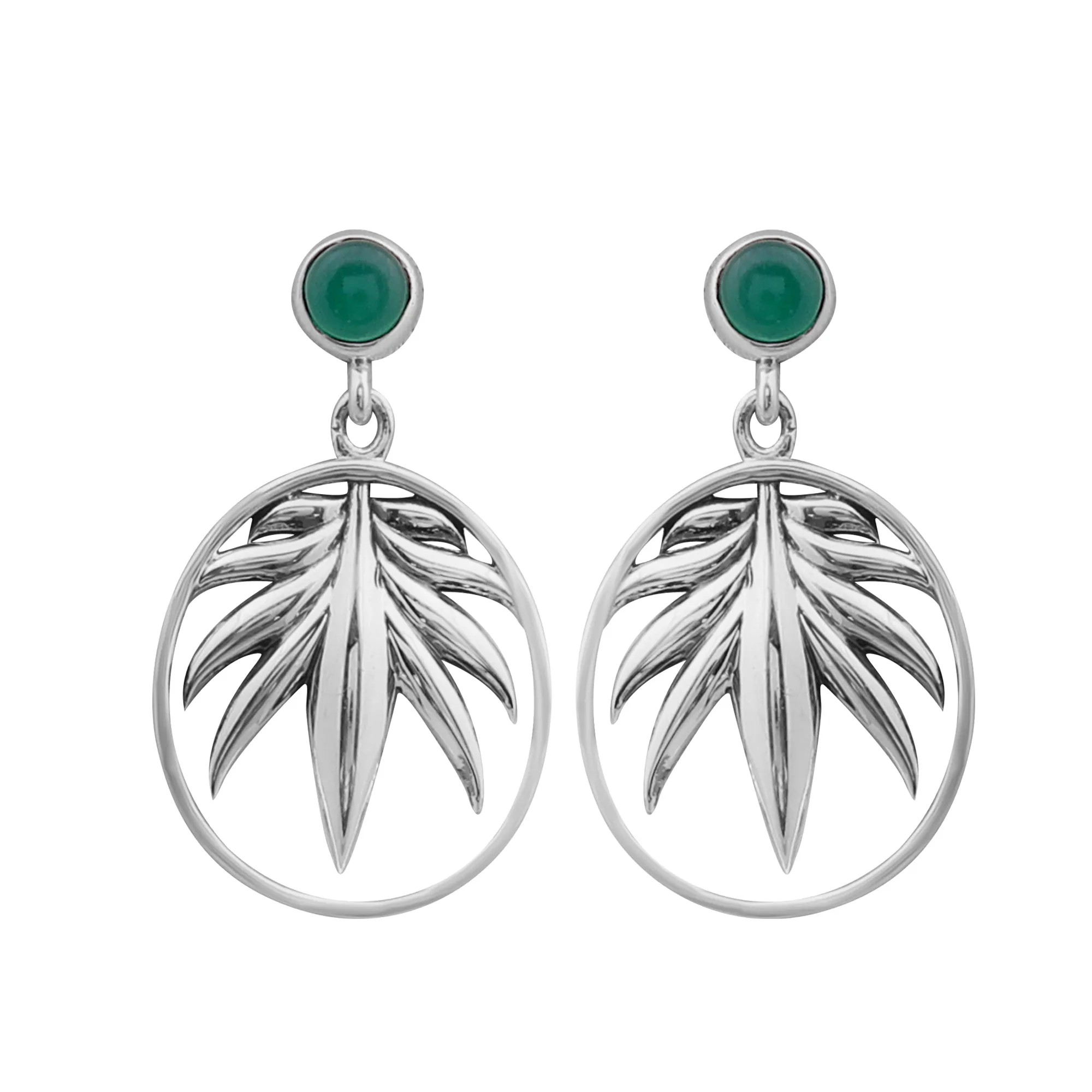 Green Onyx Silver Earrings