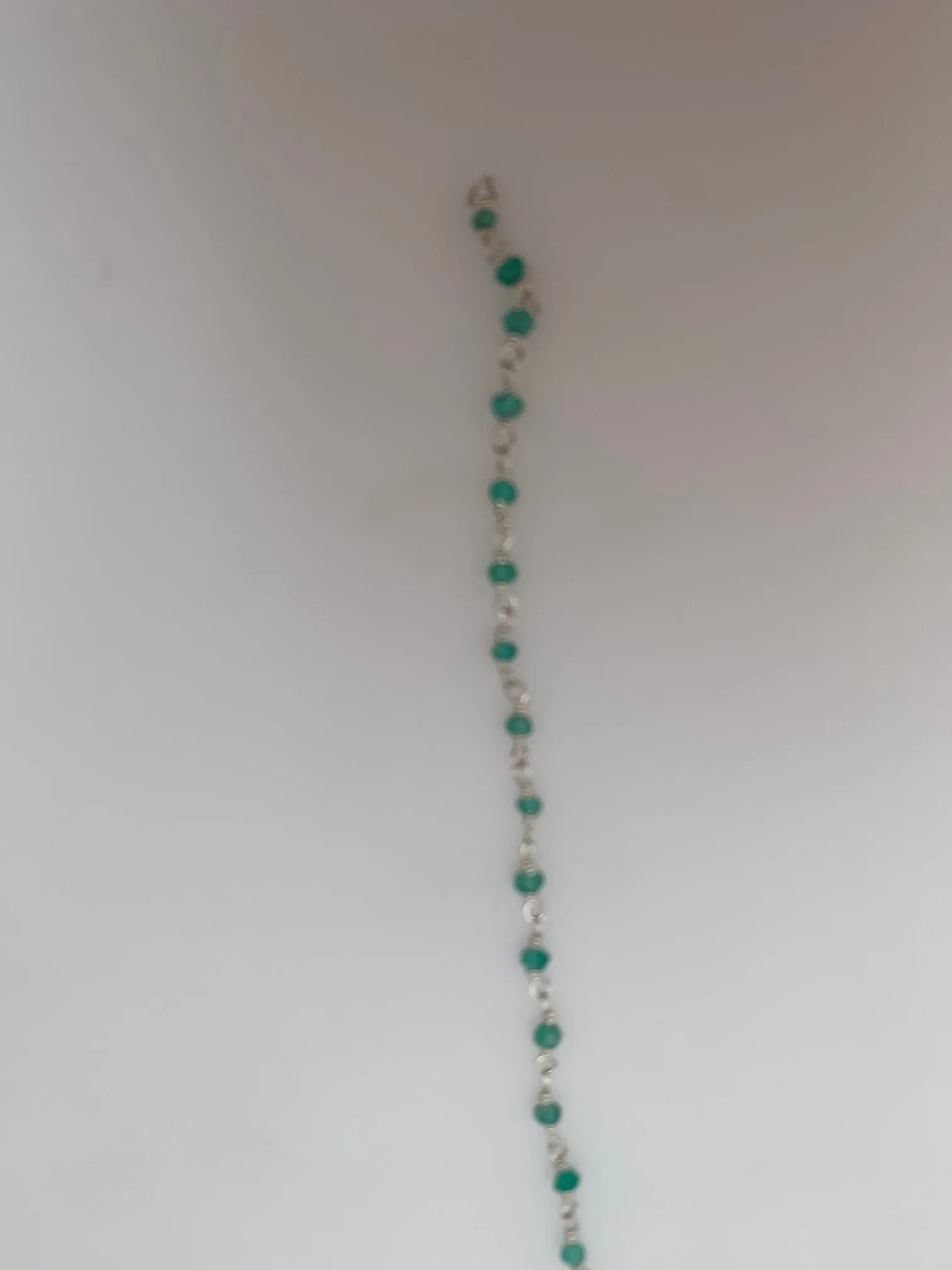 Green Onyx Silver Plated Rosary Chain, Faceted Beaded Chain, Natural Gemstone Chain Size: 3mm, 1 foot.