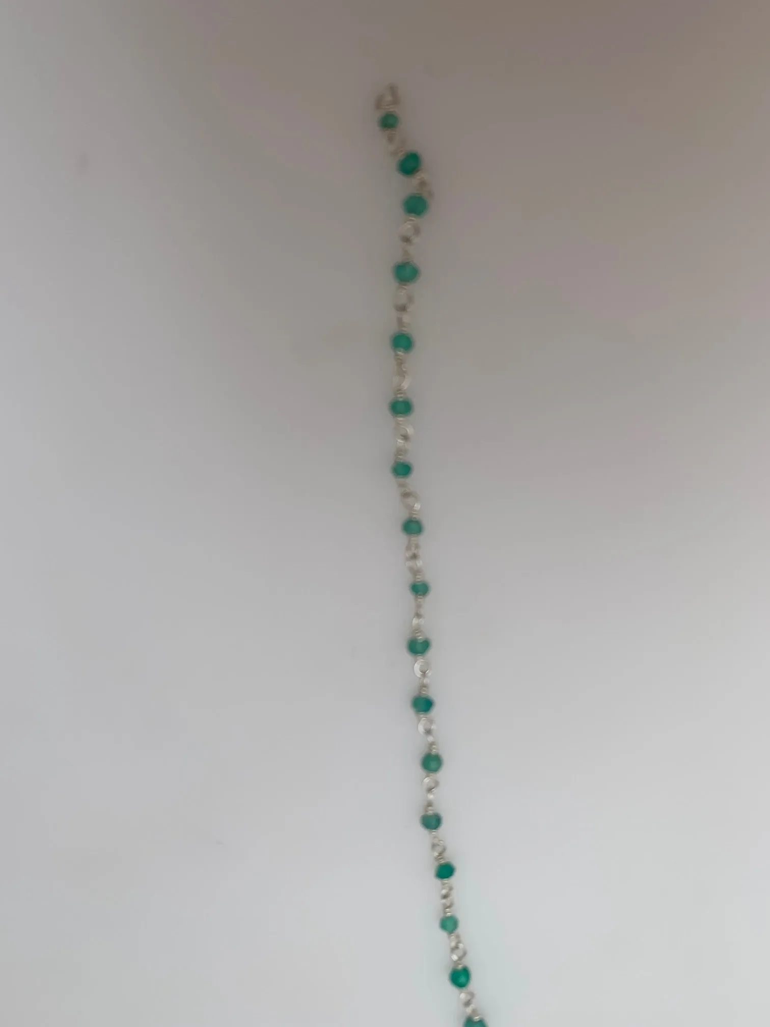 Green Onyx Silver Plated Rosary Chain, Faceted Beaded Chain, Natural Gemstone Chain Size: 3mm, 1 foot.