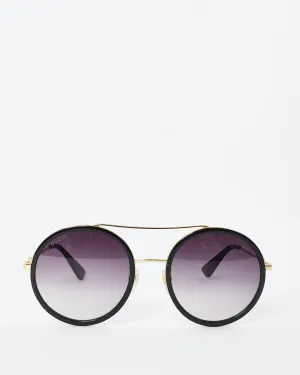 Gucci Black & Metal Round Aviator GG0061S Frame Sunglasses
