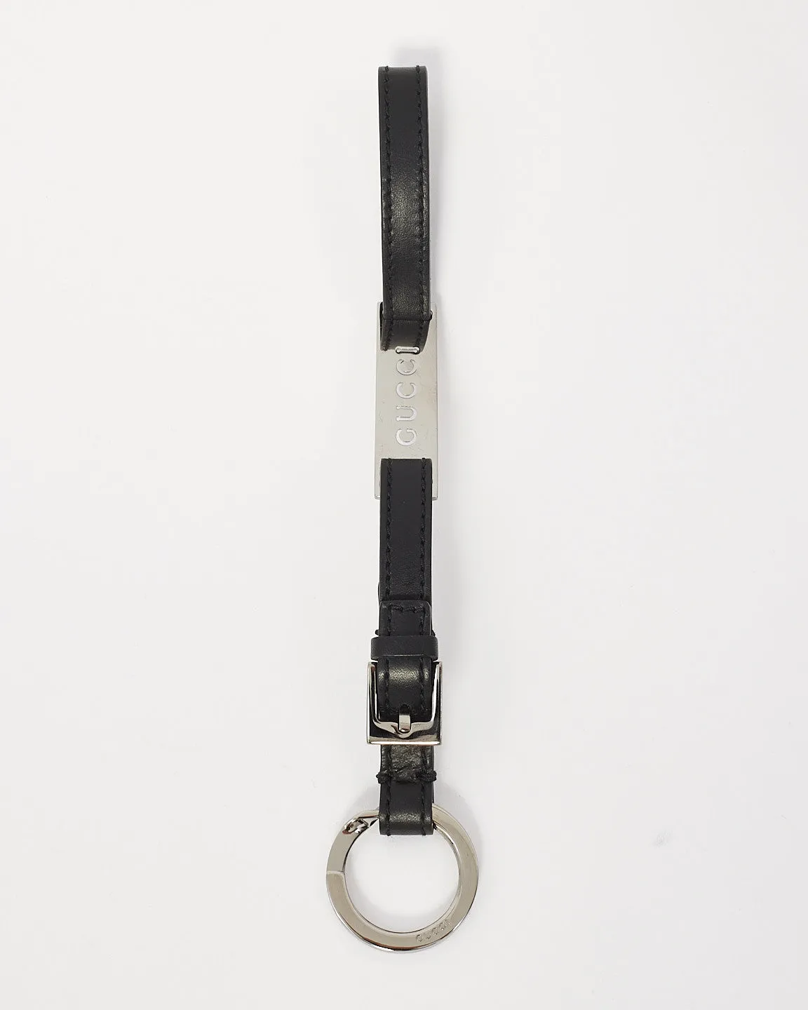 Gucci Black Leather Logo Key Chain