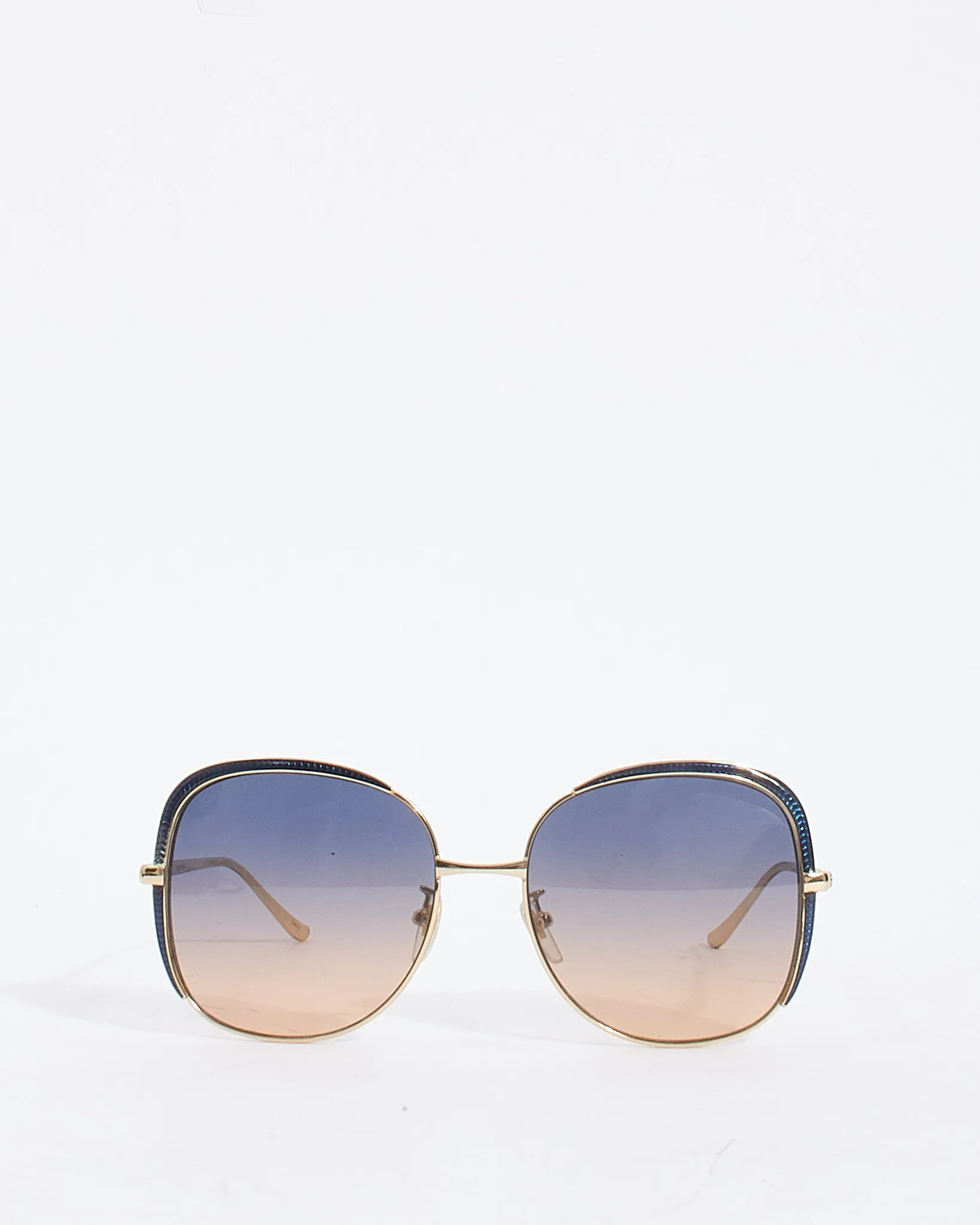 Gucci Gold Metal Blue Glitter GG0400S Oversize Sunglasses