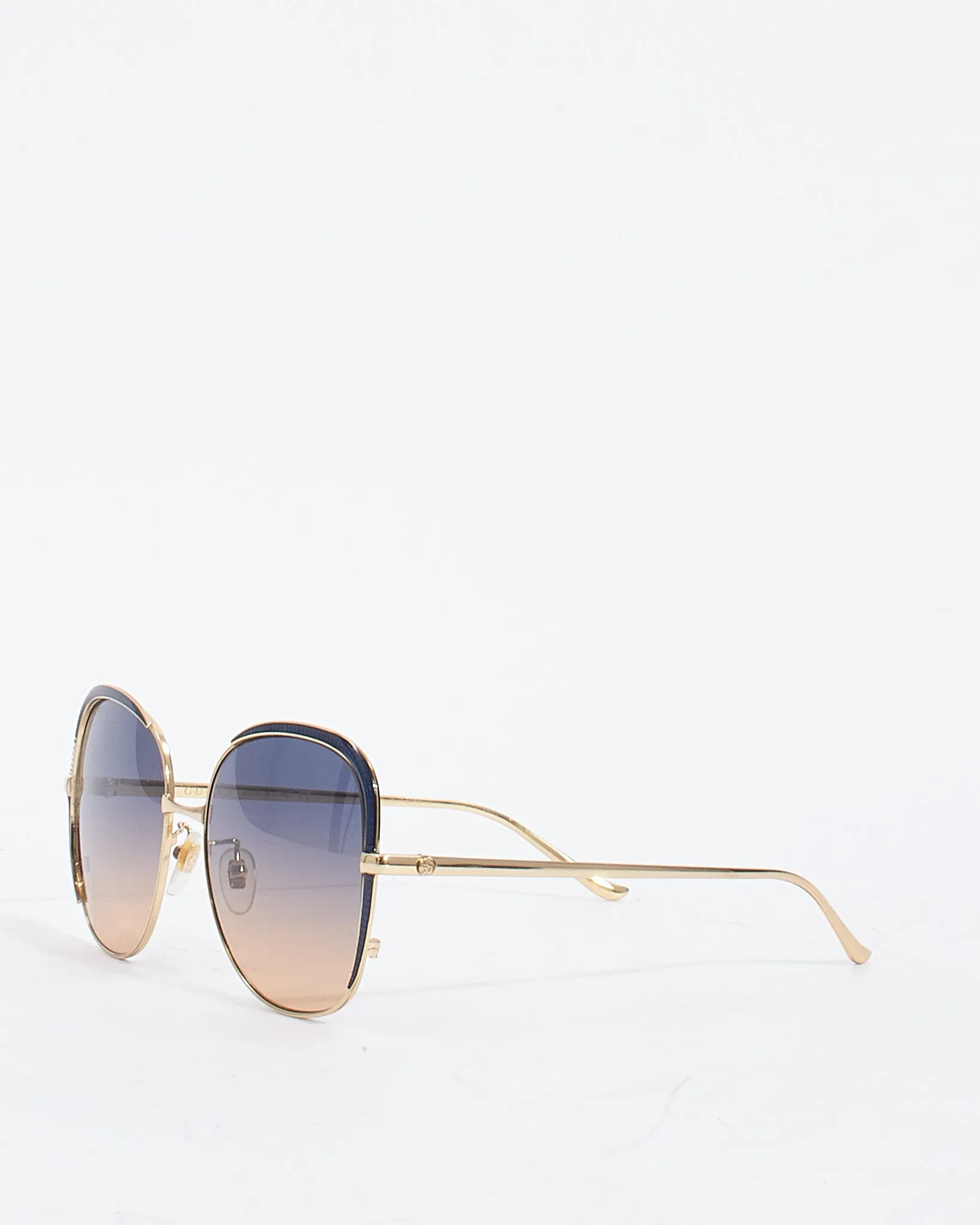 Gucci Gold Metal Blue Glitter GG0400S Oversize Sunglasses