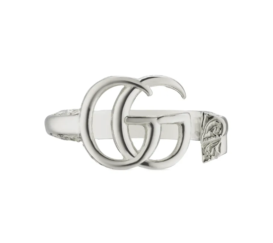 Gucci Sterling Silver GG Marmont Key Ring Size 6.5