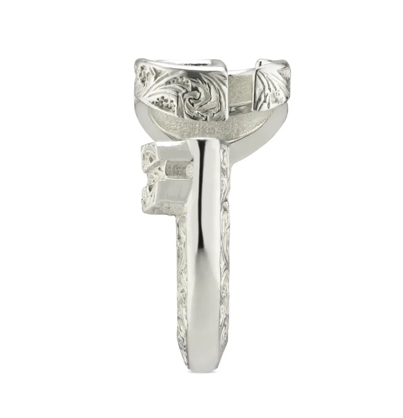 Gucci Sterling Silver GG Marmont Key Ring Size 6.5