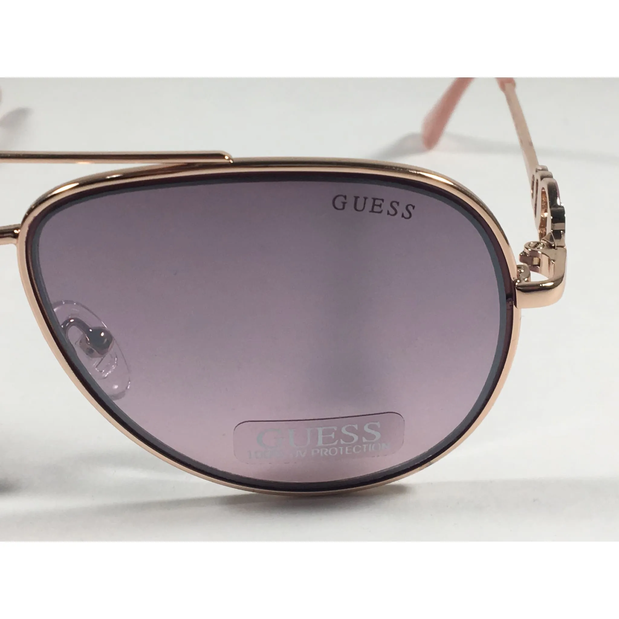 Guess Aviator Pilot Sunglasses Nude Peach Rose Gold Metal Semi Mirror Lens GF0344 28U