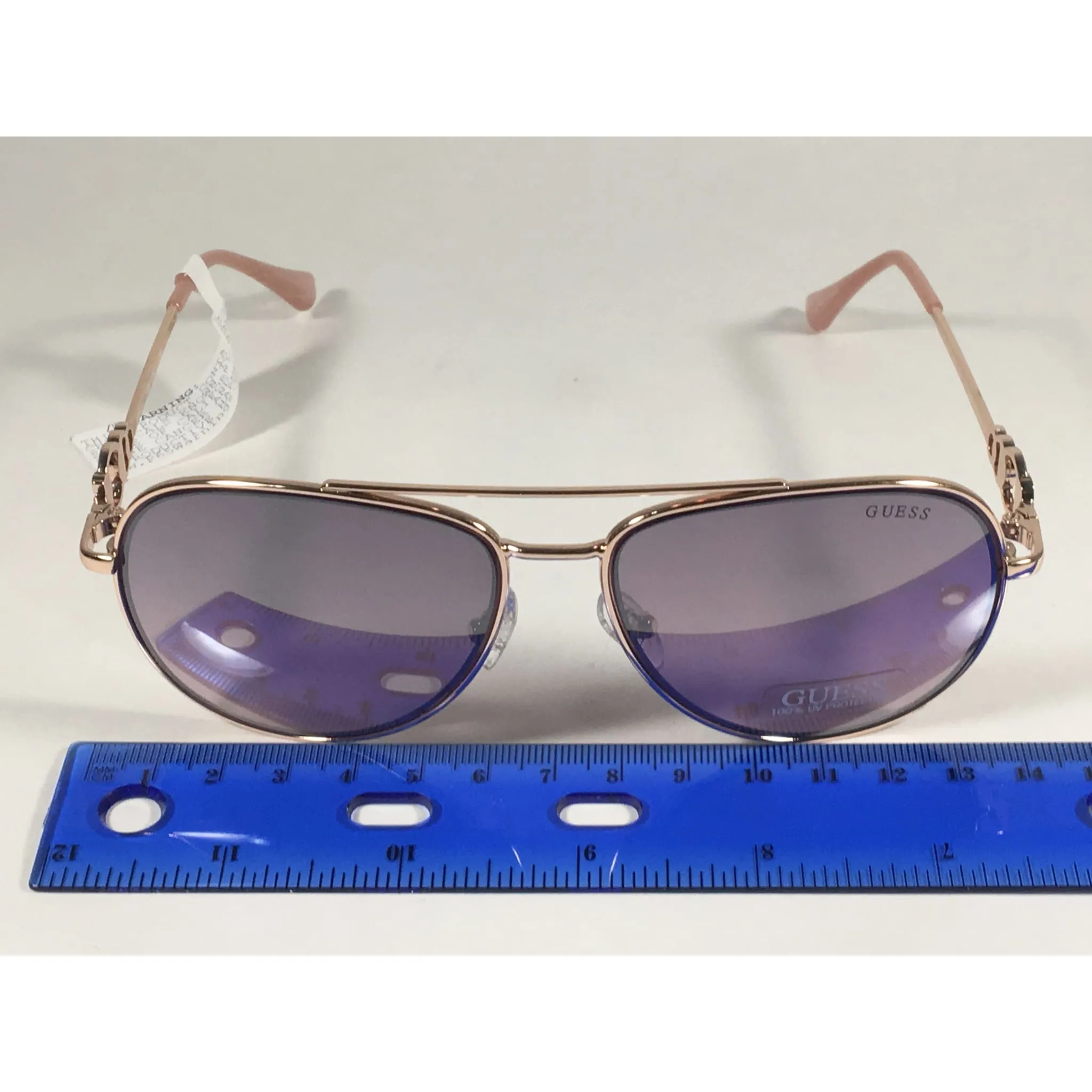 Guess Aviator Pilot Sunglasses Nude Peach Rose Gold Metal Semi Mirror Lens GF0344 28U