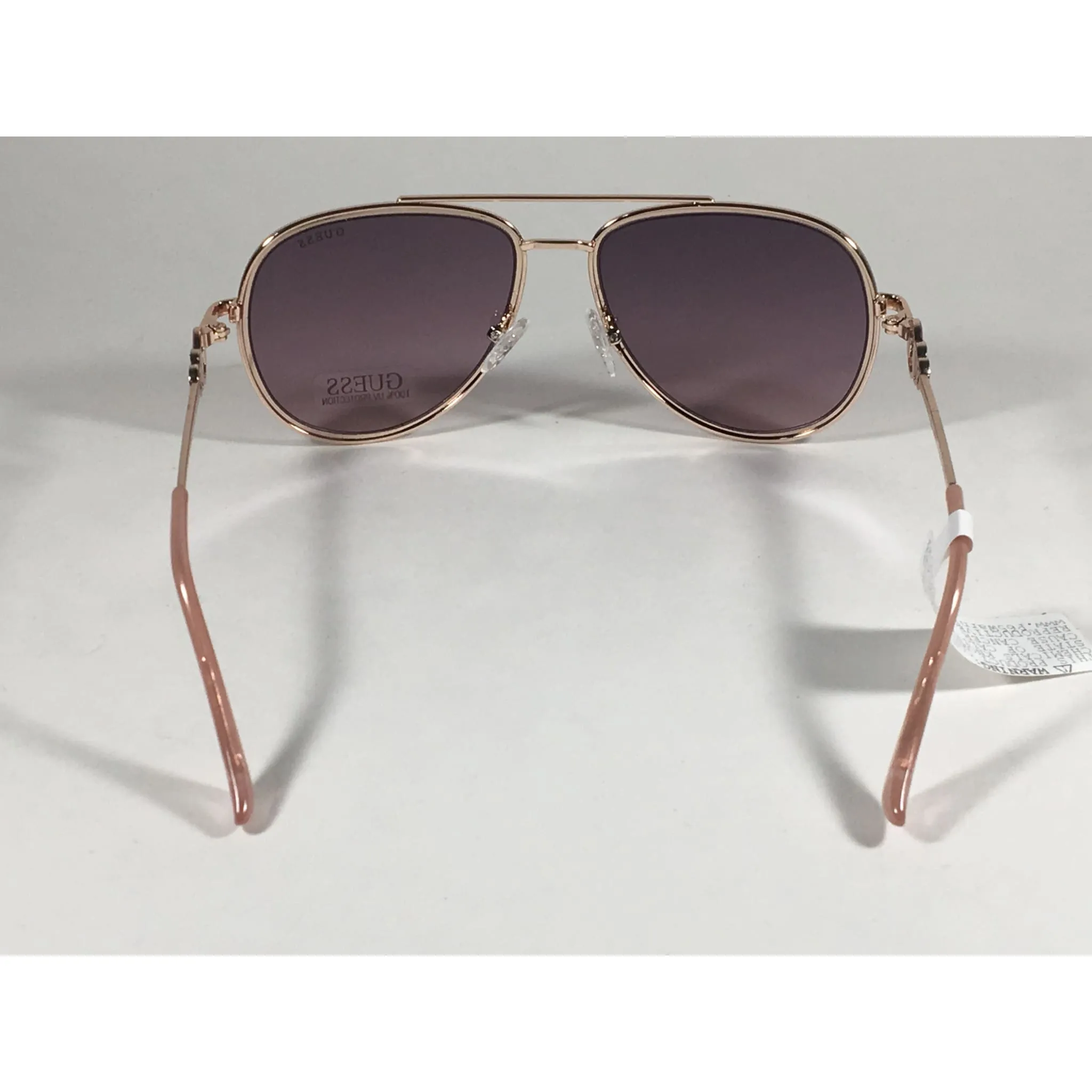Guess Aviator Pilot Sunglasses Nude Peach Rose Gold Metal Semi Mirror Lens GF0344 28U