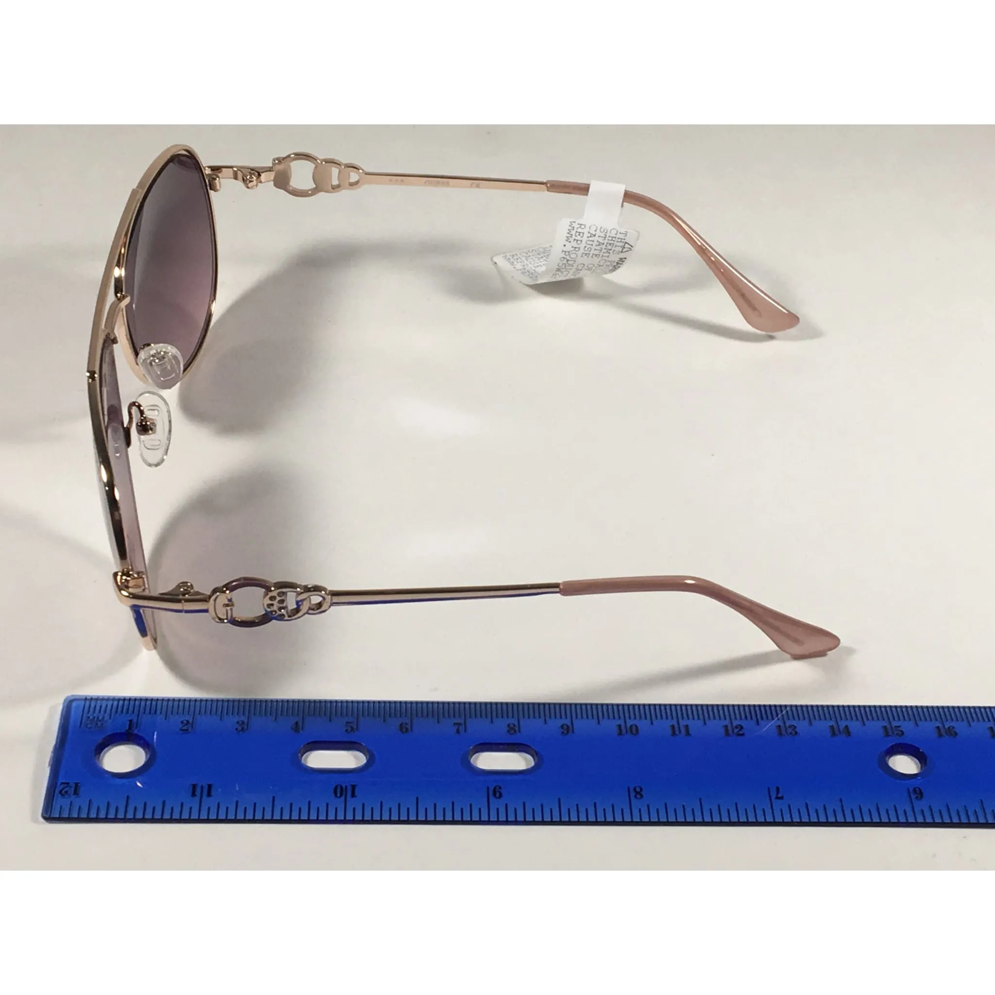 Guess Aviator Pilot Sunglasses Nude Peach Rose Gold Metal Semi Mirror Lens GF0344 28U