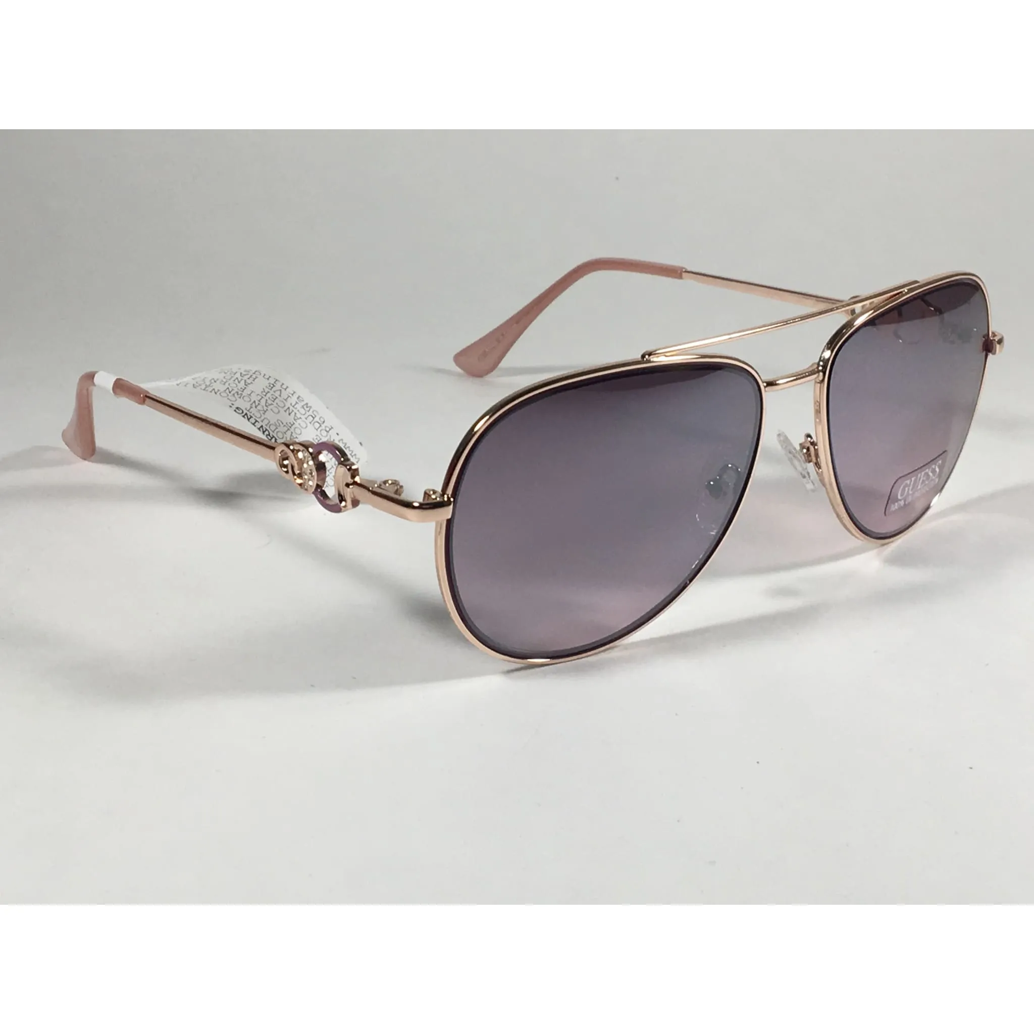 Guess Aviator Pilot Sunglasses Nude Peach Rose Gold Metal Semi Mirror Lens GF0344 28U