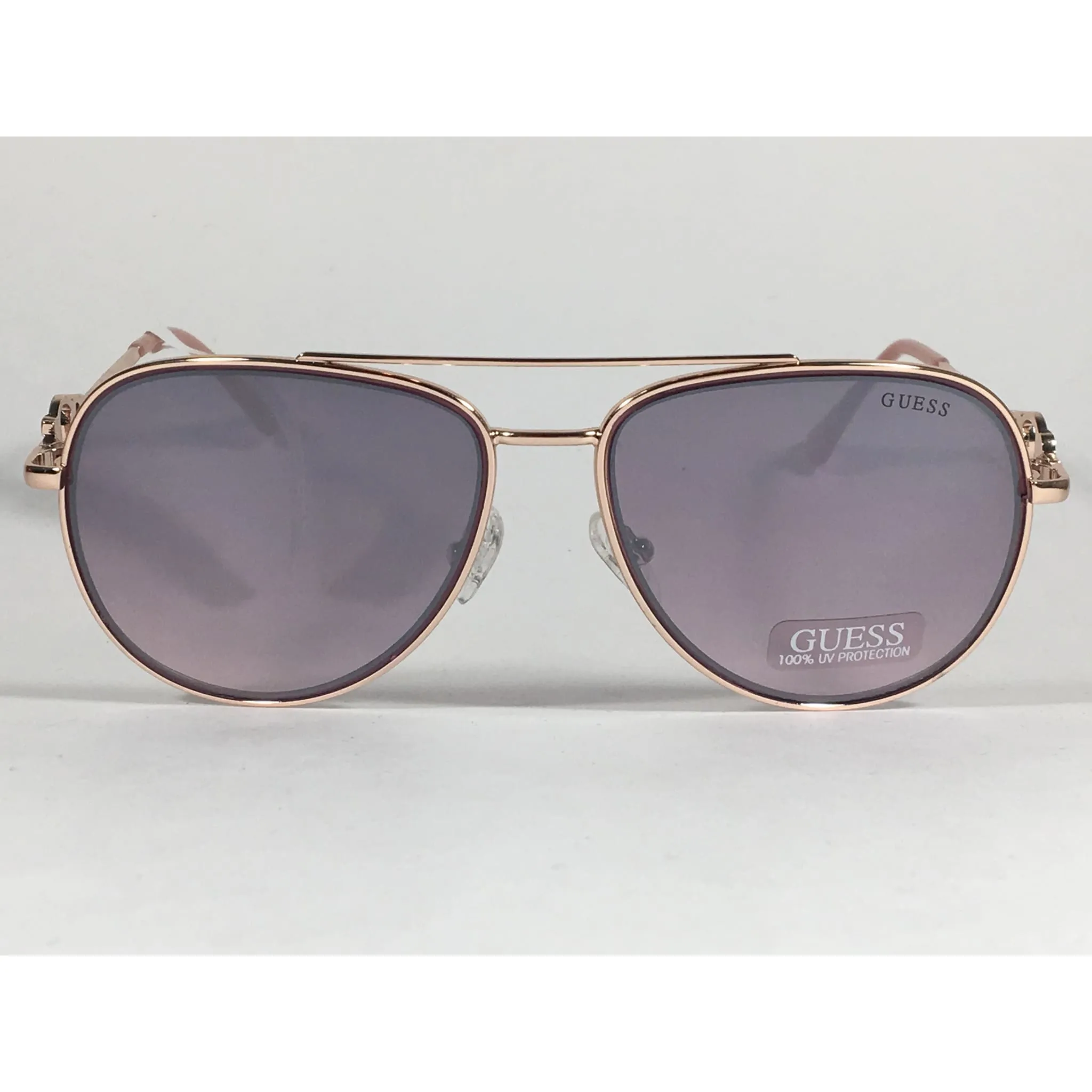 Guess Aviator Pilot Sunglasses Nude Peach Rose Gold Metal Semi Mirror Lens GF0344 28U