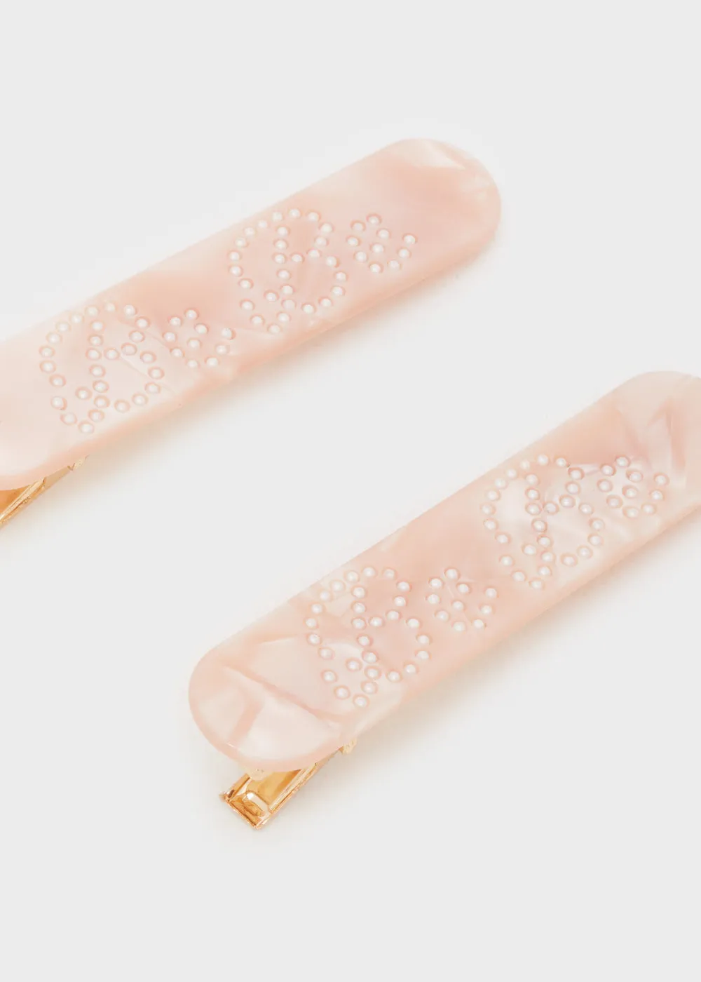 HAIR BARRETTE SET MARBLE PINK "BABE"