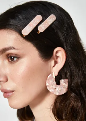 HAIR BARRETTE SET MARBLE PINK "BABE"