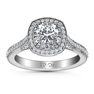 Halo Cushion Cut Diamond Engagement Ring Coco 14K White Gold
