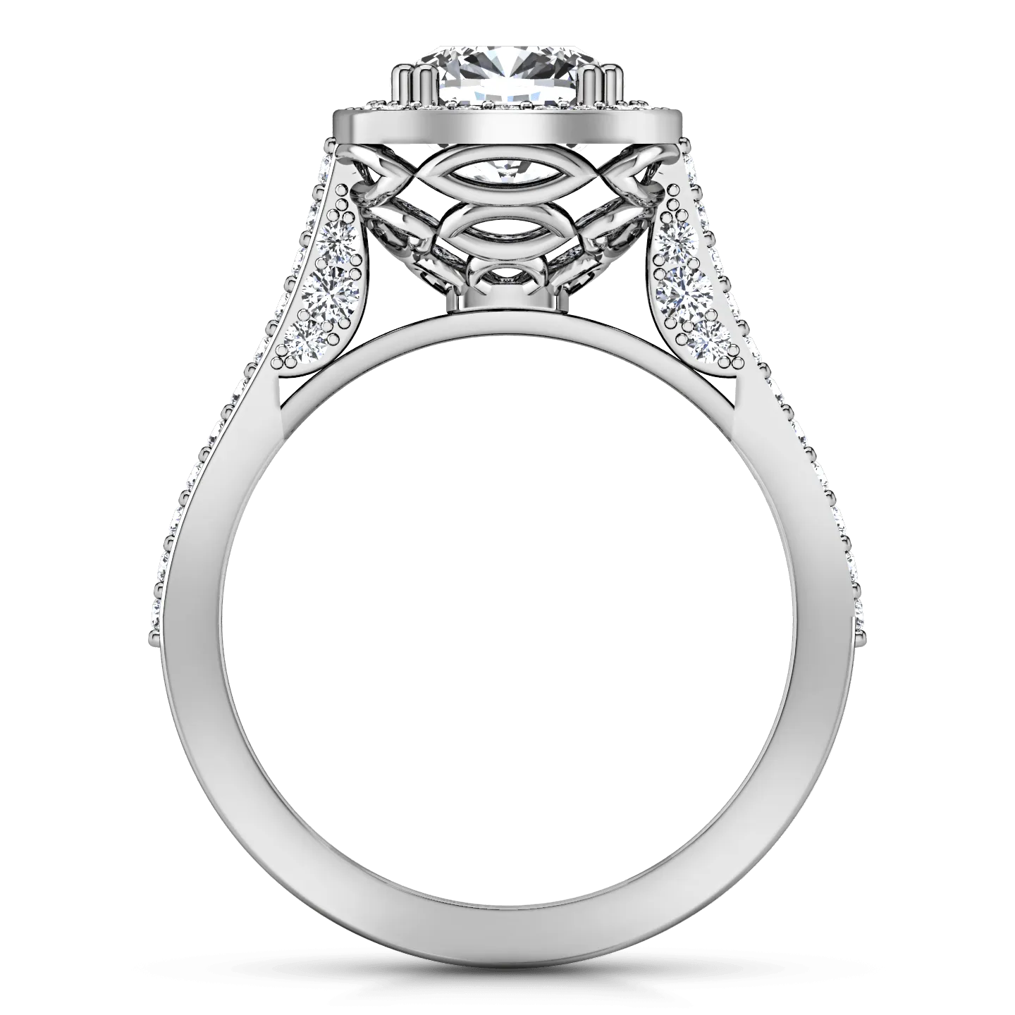 Halo Cushion Cut Diamond Engagement Ring Coco 14K White Gold