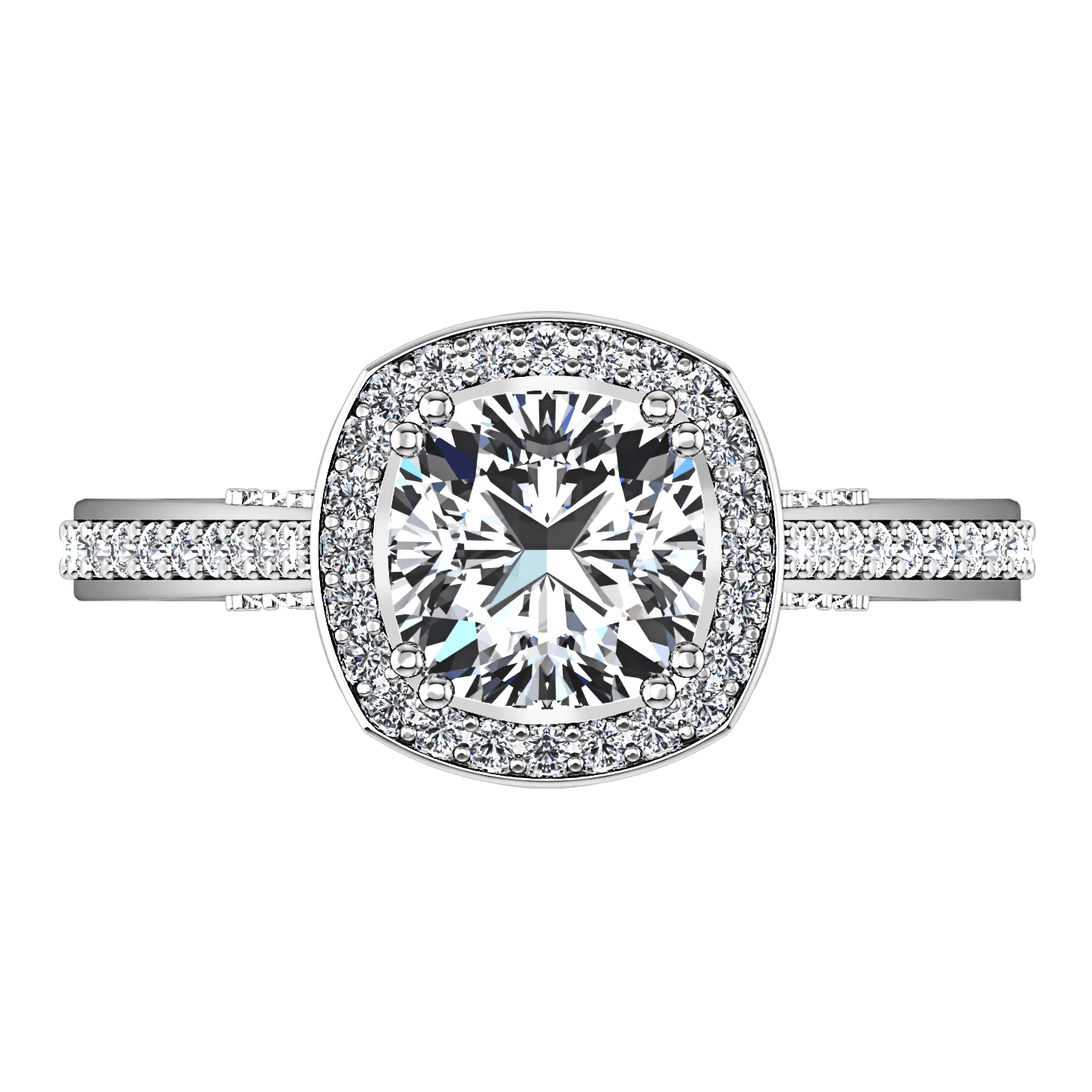 Halo Cushion Cut Diamond Engagement Ring Coco 14K White Gold