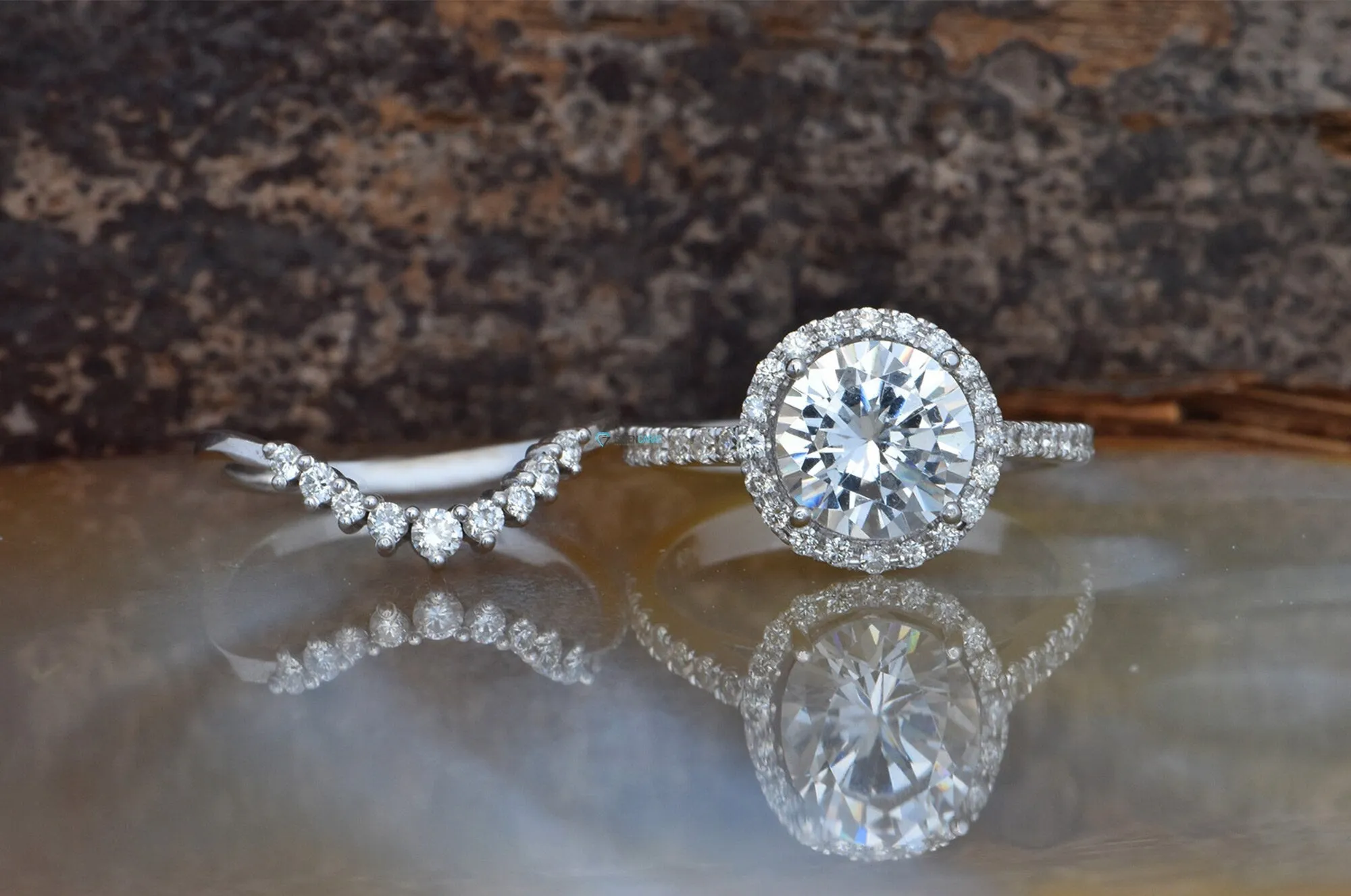 Halo wedding set-Art deco wedding set-halo engagement ring set -Cluster engagement ring-3 carat wedding set-halo ring set-4 prong engagement