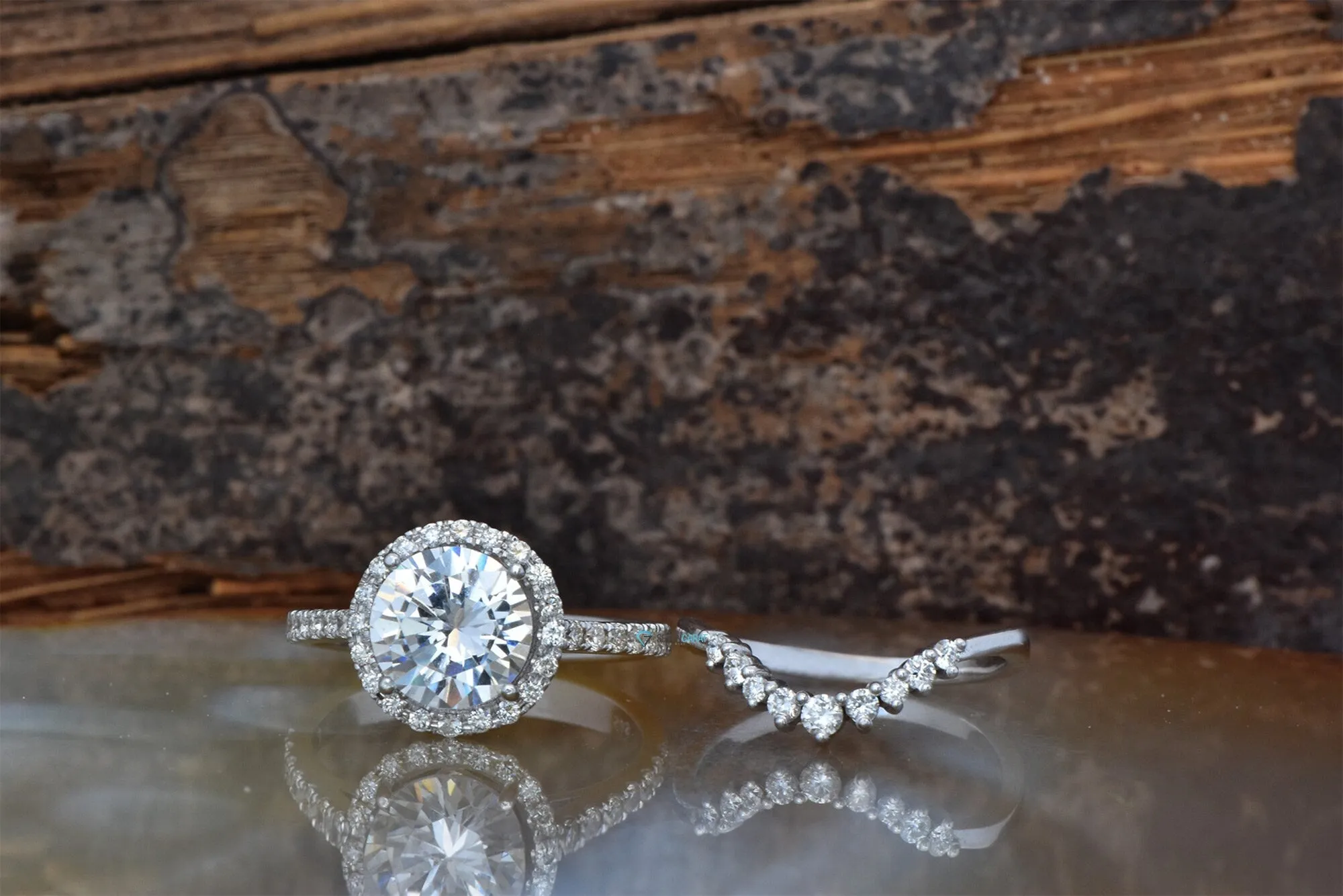 Halo wedding set-Art deco wedding set-halo engagement ring set -Cluster engagement ring-3 carat wedding set-halo ring set-4 prong engagement