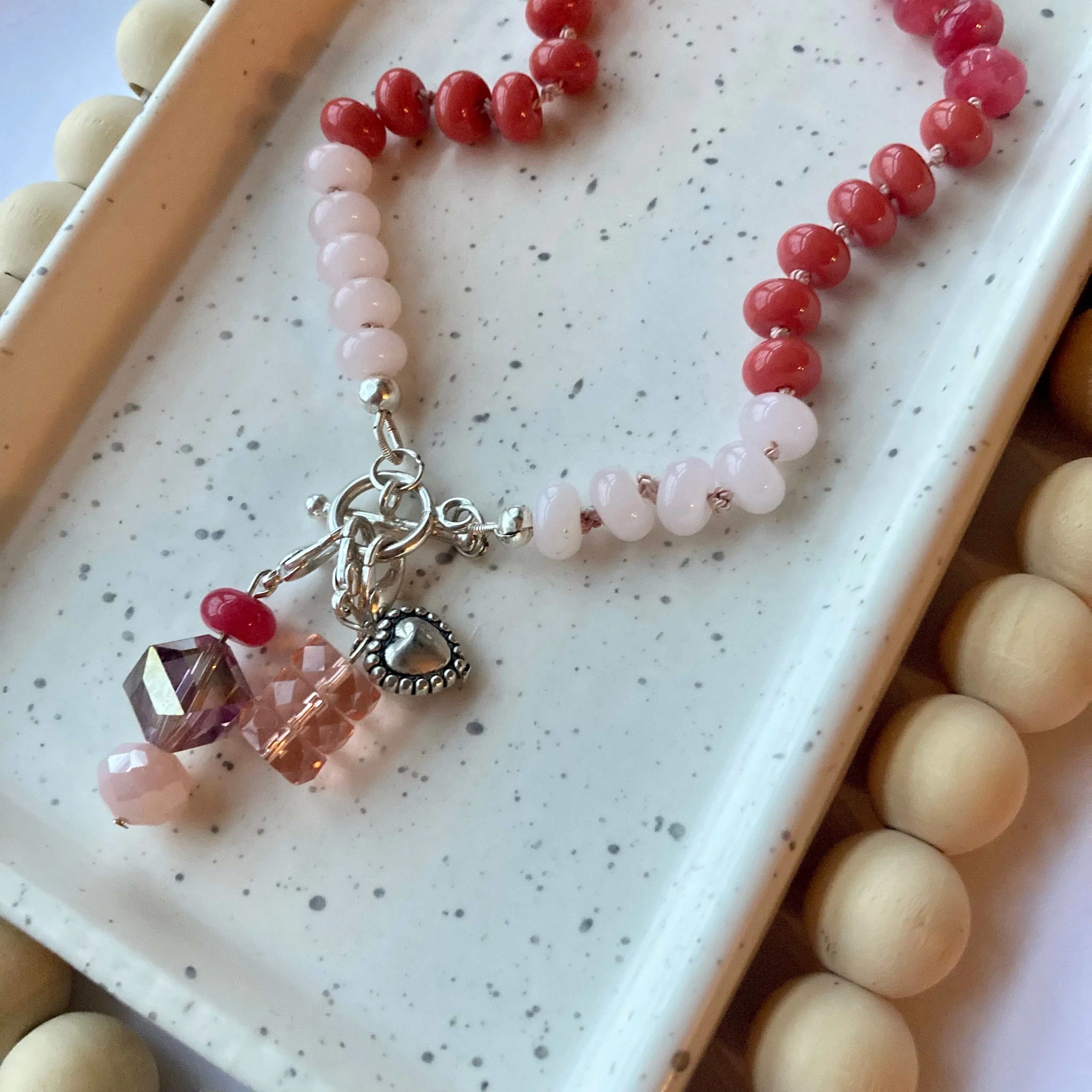 HAND KNOTTED RONDELLE NECKLACE | 8MM “LOVE”