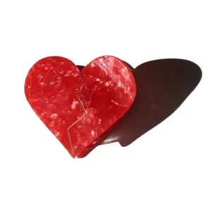 Hand Painted Broken Heart Claw Hair Clip