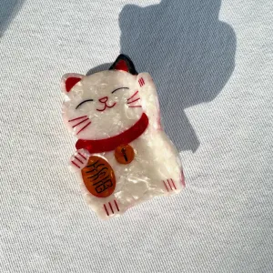 Hand Painted Lucky Cat Claw Hair Clip