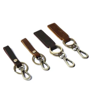Handmade Vintage Leather Keychain Holder with Clip Hook