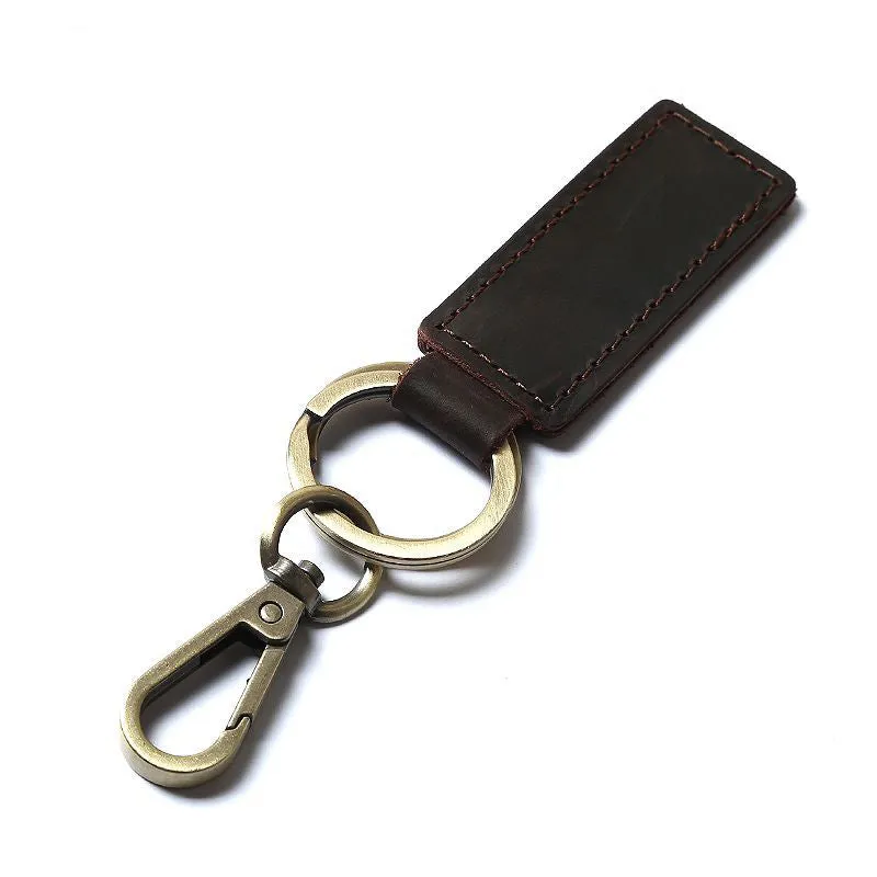 Handmade Vintage Leather Keychain Holder with Clip Hook