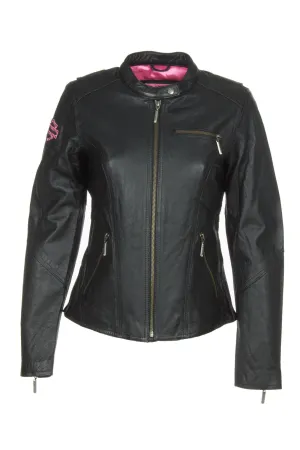 Harley-Davidson 98022-12VW Womens Pink Label Embellished Black Leather Jacket