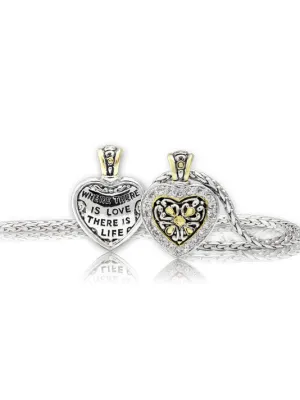 Heart Collection Reversible Pavé CZ Filligree Necklace