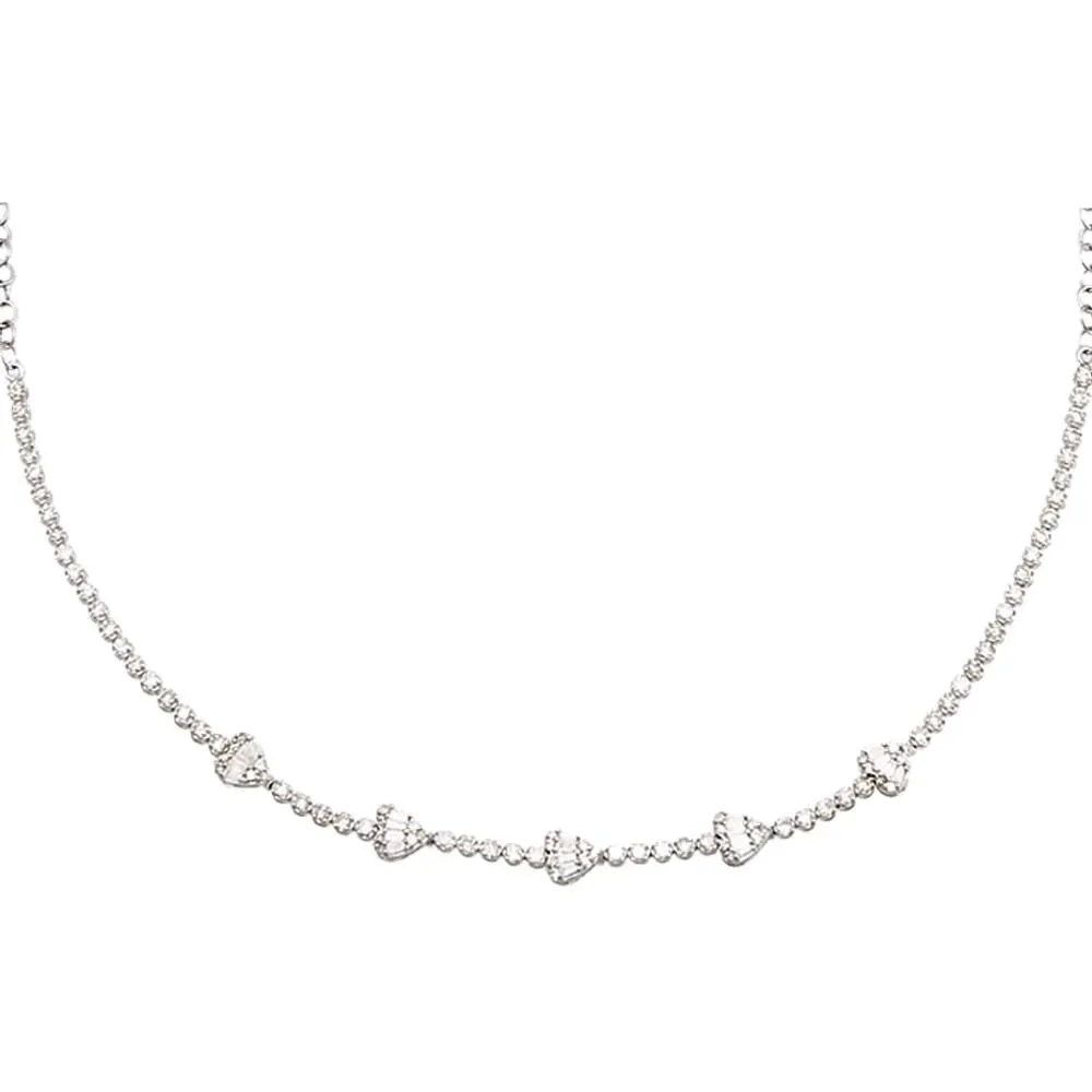 Heart Diamond Tennis Choker 14K
